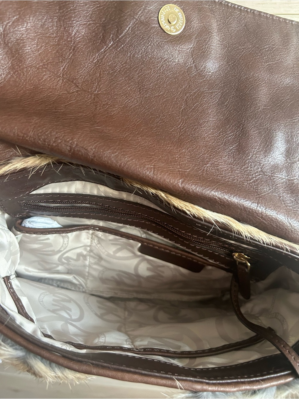 Michael Kors Sloan Rabbit Fur and Leather Shoulder Crossbody Bag NWT - Picture 10 of 14
